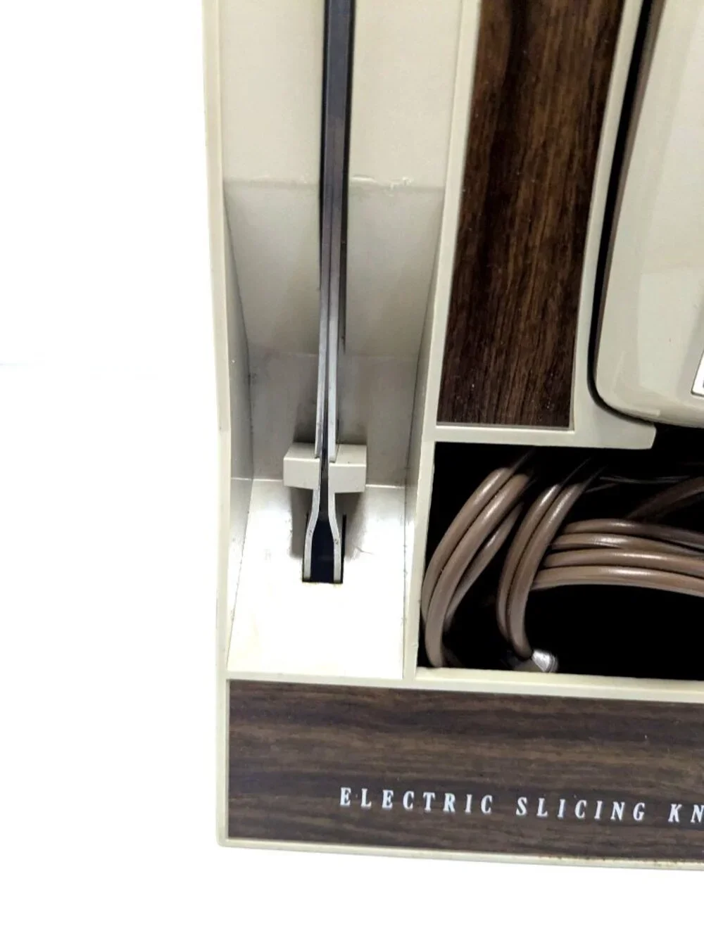 Vtg. General Electric Electric Slicing Knife With Faux Wood Wall-Mount Works